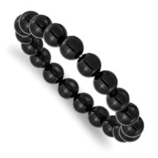 Image of Chisel 10mm Black Agate Beaded Stretch Bracelet