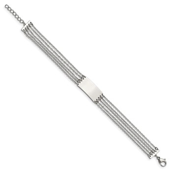 Chisel Stainless Steel Polished Multi Strand 6.5 inch ID Bracelet with .75 inch Extension — alternate view