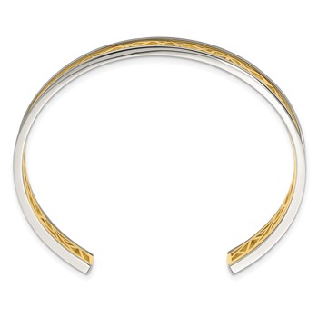 Chisel Stainless Steel Polished Yellow IP-plated Cut out Center 9.5mm Cuff Bangle — alternate view
