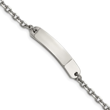Chisel Stainless Steel Polished Cable Chain 6.75 inch ID Bracelet