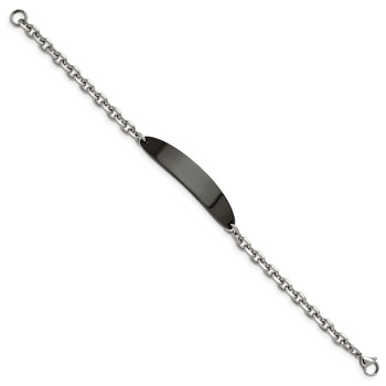 Chisel Stainless Steel Polished Cable Chain Black IP-plated 8 inch ID Bracelet — alternate view