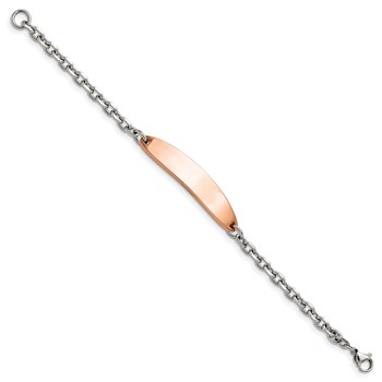 Chisel Stainless Steel Polished Cable Chain Rose IP-plated 7 inch ID Bracelet — alternate view
