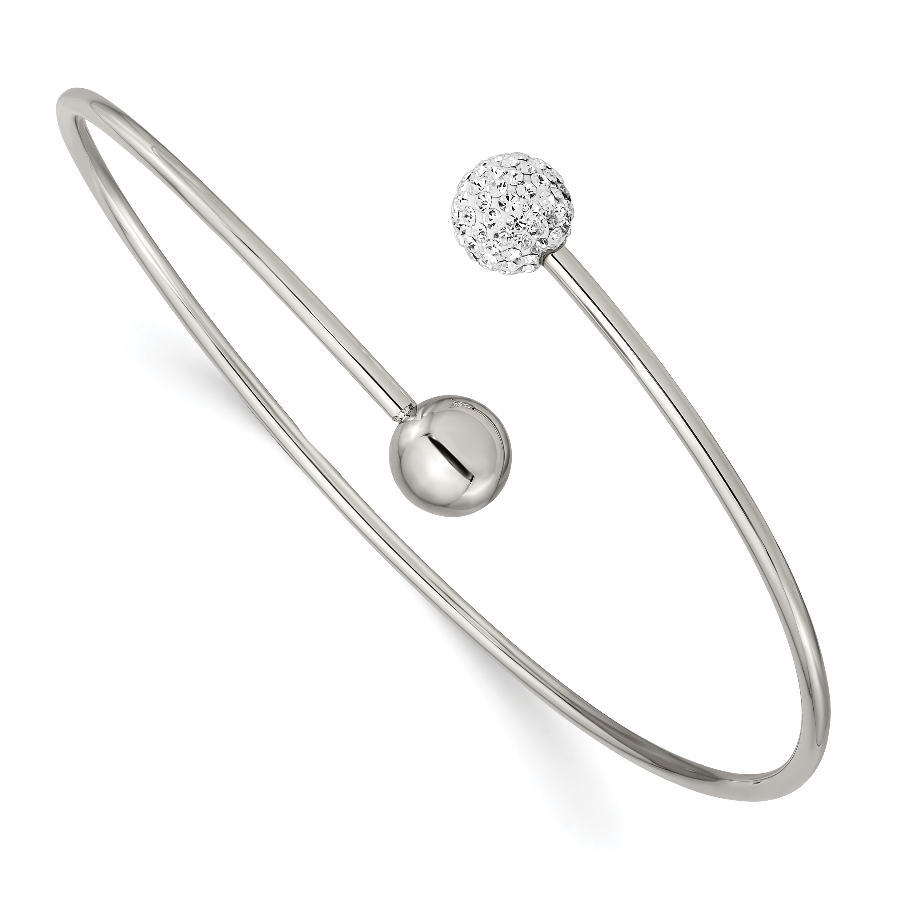 Chisel Stainless Steel Polished with Preciosa Crystal Bangle