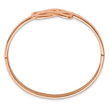 Stainless Steel Polished Rose IP-plated Knot Hinged Bangle — alternate view