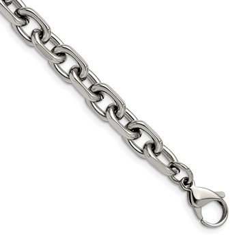 Chisel Stainless Steel Polished 8.5mm 8.75 inch Cable Bracelet