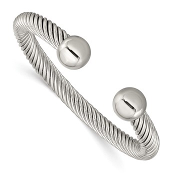 Chisel Stainless Steel Polished 7.3mm Cuff Bangle