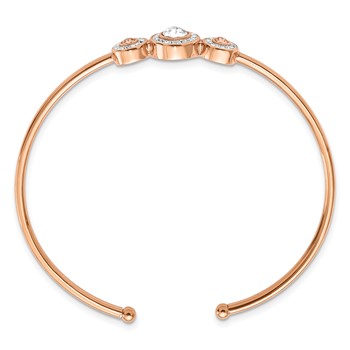 Chisel Stainless Steel Polished Rose IP-plated with Preciosa Crystal Flexible Cuff Bangle — alternate view