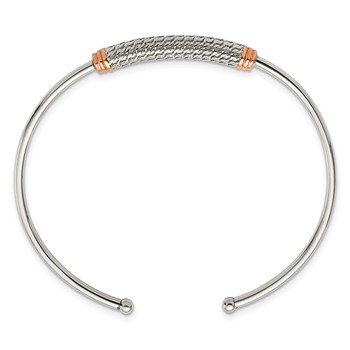 Stainless Steel Polished Rose IP-plated Flexible Cuff Bangle — alternate view