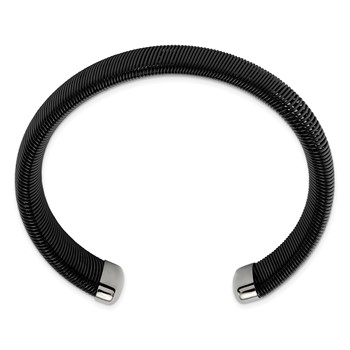 Chisel Stainless Steel Polished Black IP-plated Wire 18mm Cuff Bangle — alternate view