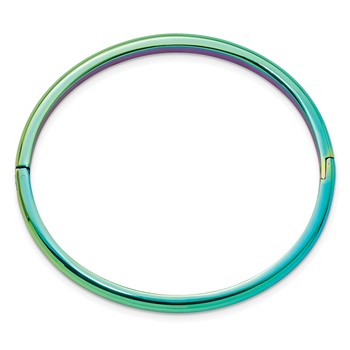 Chisel Stainless Steel Polished Rainbow IP-plated 4mm Hinged Bangle — alternate view