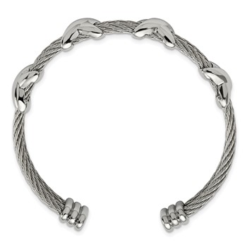 Chisel Stainless Steel Polished Cable X Design Cuff Bangle — alternate view