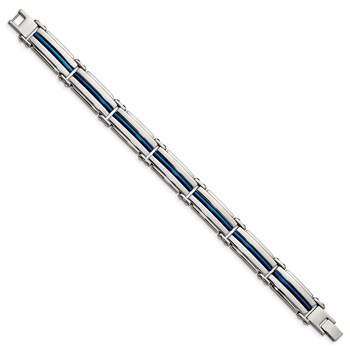 Chisel Stainless Steel Polished Blue IP-plated 8.5 inch Link Bracelet — alternate view