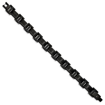 Chisel Stainless Steel Brushed and Polished Black IP-plated 8.25 inch Link Bracelet — alternate view