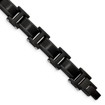 Chisel Stainless Steel Brushed and Polished Black IP-plated 8.25 inch Link Bracelet