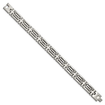 Chisel Stainless Steel Brushed with Polished Beads Inlay 8.5 inch Link Bracelet — alternate view