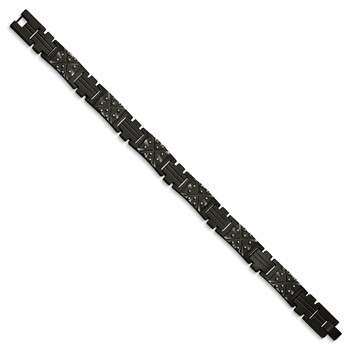 Chisel Stainless Steel Antiqued and Brushed Black IP-plated 9.25 inch Link Bracelet — alternate view
