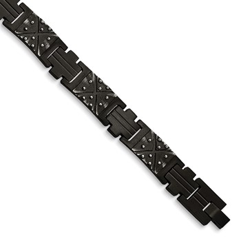 Chisel Stainless Steel Antiqued and Brushed Black IP-plated 9.25 inch Link Bracelet
