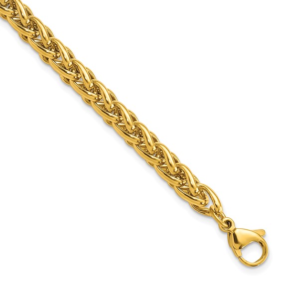 Stainless Steel Polished Yellow IP 8.5in Spiga 6mm Chain Bracelet Stainless Steel Polished Yellow IP 8.5in Spiga 6mm Chain Bracelet