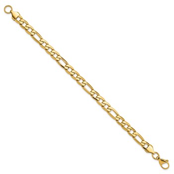 Chisel Stainless Steel Polished Yellow IP-plated 7.50mm 8.25 inch Figaro Bracelet — alternate view