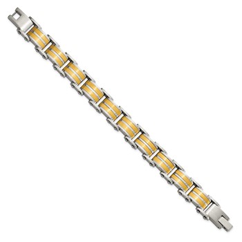 Chisel Stainless Steel Brushed and Polished Yellow IP-plated 8.25 inch Link Bracelet — alternate view