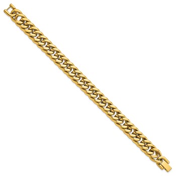 Chisel Stainless Steel Polished Yellow IP-plated 12mm 8.5 inch Heavy Curb Link Bracelet — alternate view