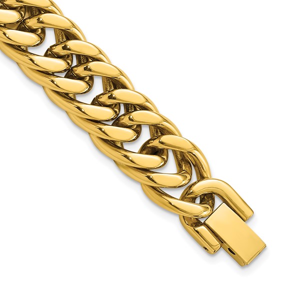 Chisel Stainless Steel Polished Yellow IP-plated 12mm 8.5 inch Heavy Curb  Link Bracelet - Quality Gold