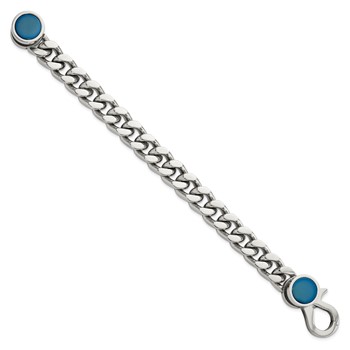 Chisel Stainless Steel Polished Blue IP-plated 8 inch Curb Link Bracelet — alternate view