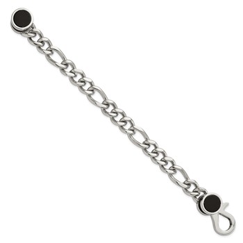 Chisel Stainless Steel Polished with Black Agate 8 inch Figaro Link Bracelet — alternate view