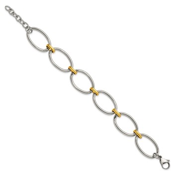 Chisel Stainless Steel Polished Yellow IP-plated Open Link 7.5 inch Bracelet with 1 inch Extension — alternate view