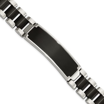 Chisel Stainless Steel Brushed and Polished Black IP-plated 8.5 inch ID Bracelet