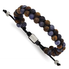 Image of Chisel Stainless Steel Brushed Tiger's Eye and Sodalite Black Nylon Adjustable Bracelet