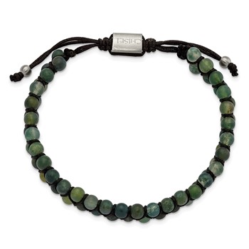 Chisel Stainless Steel Brushed Green Agate Black Nylon Adjustable Bracelet — alternate view