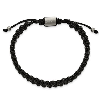 Chisel Stainless Steel Brushed Black Agate Black Nylon Adjustable Bracelet — alternate view