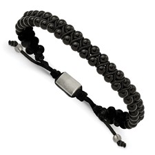 Image of Chisel Stainless Steel Brushed Black Agate Black Nylon Adjustable Bracelet