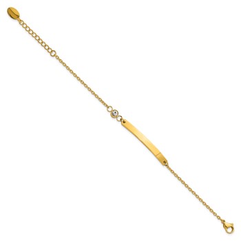 Chisel Stainless Steel Polished Yellow IP-plated with Crystal 6.75 inch ID Bracelet with 1 inch Extension — alternate view