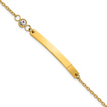 Chisel Stainless Steel Polished Yellow IP-plated with Crystal 6.75 inch ID Bracelet with 1 inch Extension