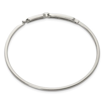 Chisel Stainless Steel Polished with Crystals 6.5 inch Hinged Bangle — alternate view
