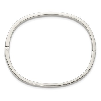 Chisel Stainless Steel Polished with Crystals 4mm 7 inch Hinged Bangle — alternate view