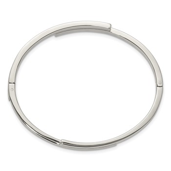 Chisel Stainless Steel Polished with Crystals 6.75 inch Hinged Bangle — alternate view