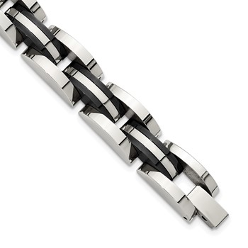 Chisel Stainless Steel Polished Black IP-plated 8.5 inch Bracelet