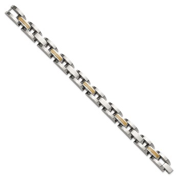 Chisel Stainless Steel Polished with 14K Gold Accent 8.25 inch Link Bracelet — alternate view