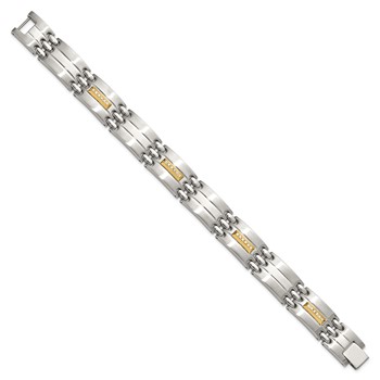Chisel Stainless Steel Brushed and Polished with 14K Gold Accent and 1/4ct. Diamond 8.5 inch Bracelet — alternate view