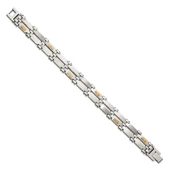 Chisel Stainless Steel Brushed and Polished with 14K Gold Accent and 1/20ct. Diamond 8.5 inch Bracelet — alternate view