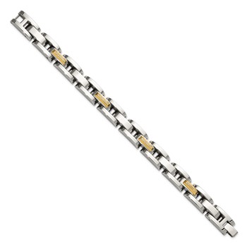 Chisel Stainless Steel Polished with 14K Gold Accent and 1/4ct. Diamond 8.25 inch Link Bracelet — alternate view