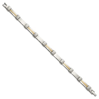 Chisel Stainless Steel Brushed and Polished with Diamond-cut 14K Gold Accent 8.25 inch Link Bracelet — alternate view