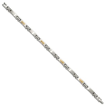 Chisel Stainless Steel Brushed and Polished with 14K Gold Accent and 1/20ct. Diamond 8.5 inch Bracelet — alternate view