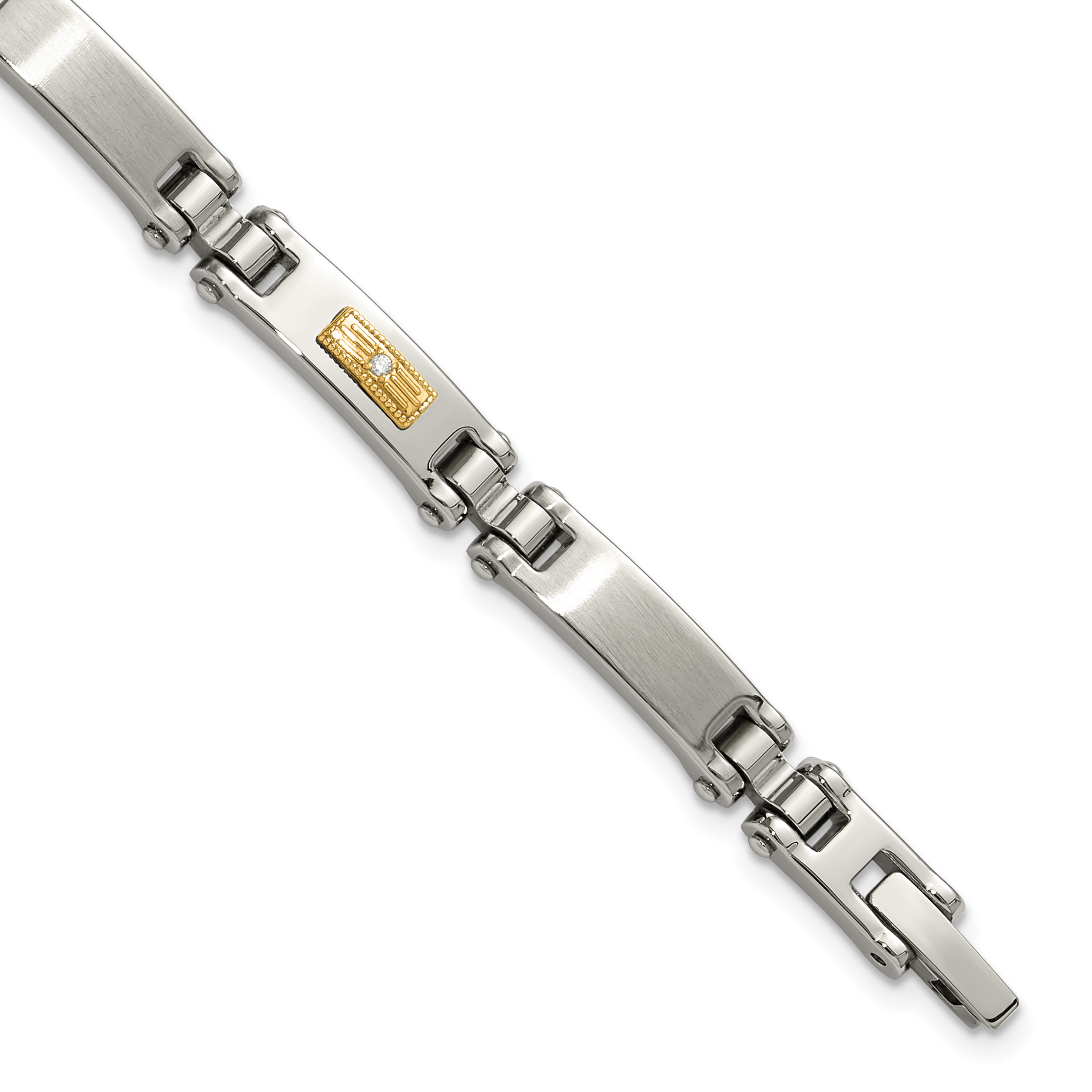 Chisel Stainless Steel Brushed and Polished with 14K Gold Accent