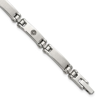 Chisel Stainless Steel Brushed and Polished with 14K White Gold Accent and .02ct Diamond 8.5 inch Bracelet