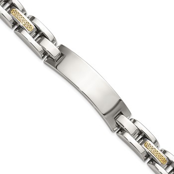 Chisel Stainless Steel Polished with 14K Gold Accent 8.5 inch ID Link Bracelet