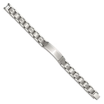 Chisel Stainless Steel Brushed and Polished with 14K White Gold Accent and 1/20ct. Diamond 8.5 inch Bracelet — alternate view